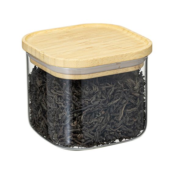 Банка для хранения квадратная Glass Bamboo, 0,6 л, Smart Solutions