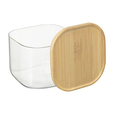 Банка для хранения квадратная Glass Bamboo, 1 л, Smart Solutions